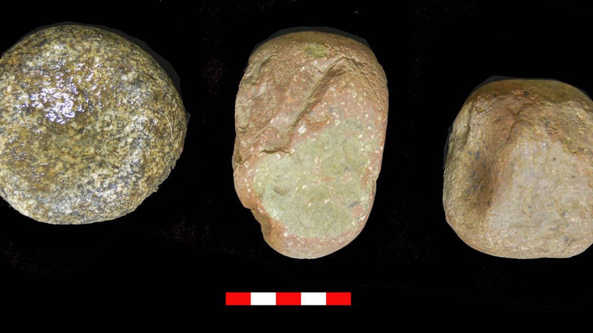 Archaeological remains and tools at the site