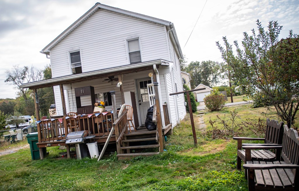 Police at the scene outside the home