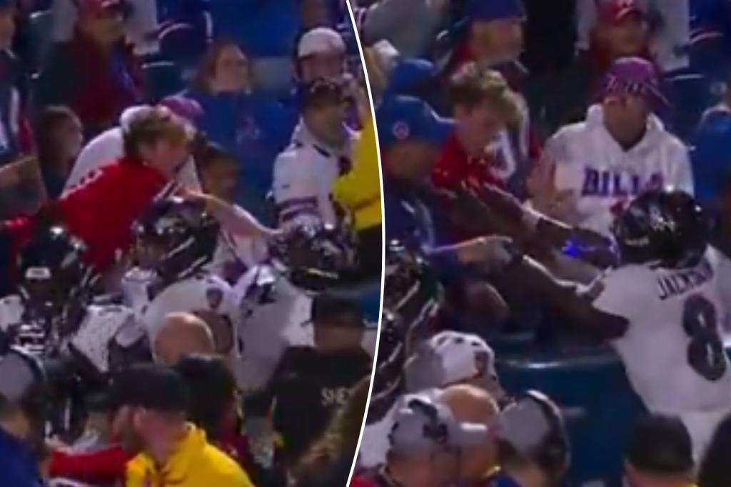 Lamar Jackson shoves Bills fan after DeAndre Hopkins’ one-handed touchdown in Ravens’ opener
