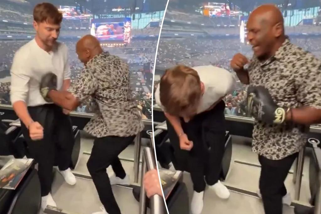 MrBeast Doubles Over After Mike Tyson Punch Before Crawford-Canelo Fight