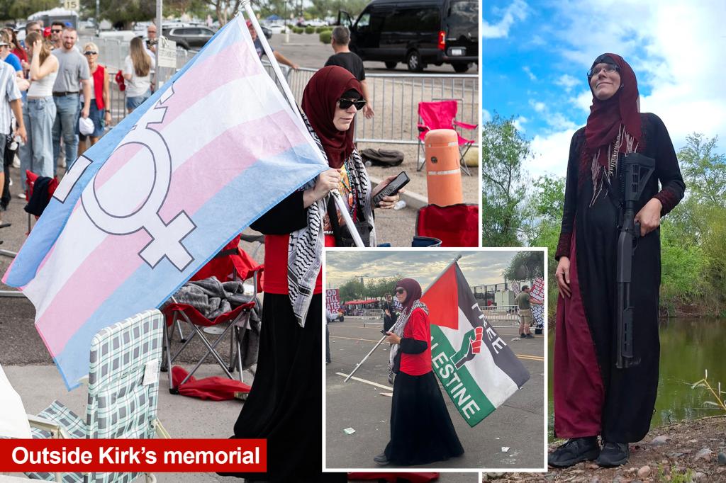 Self-proclaimed trans Muslim Antifa member among small crowd outside Charlie Kirk funeral