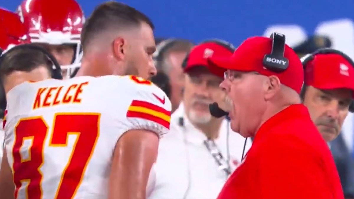 Reid threatens to kick Kelce in sideline exchange, lip reader says