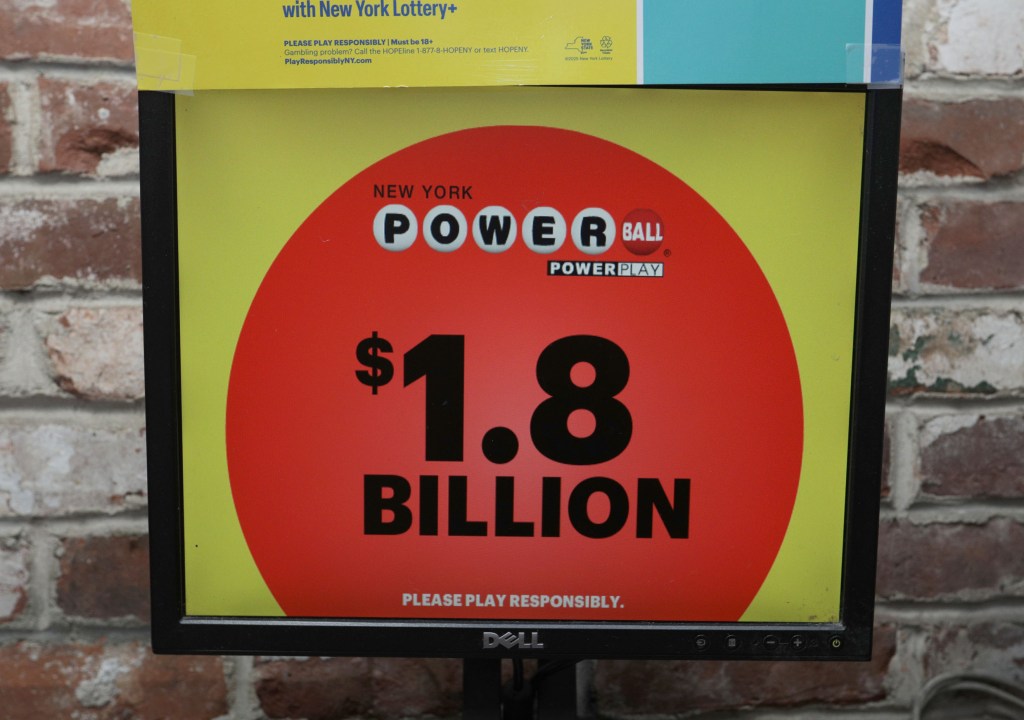 Powerball numbers on a screen
