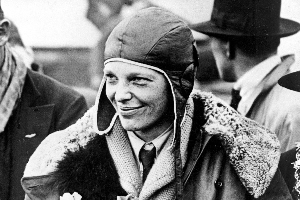 Amelia Earhart posing
