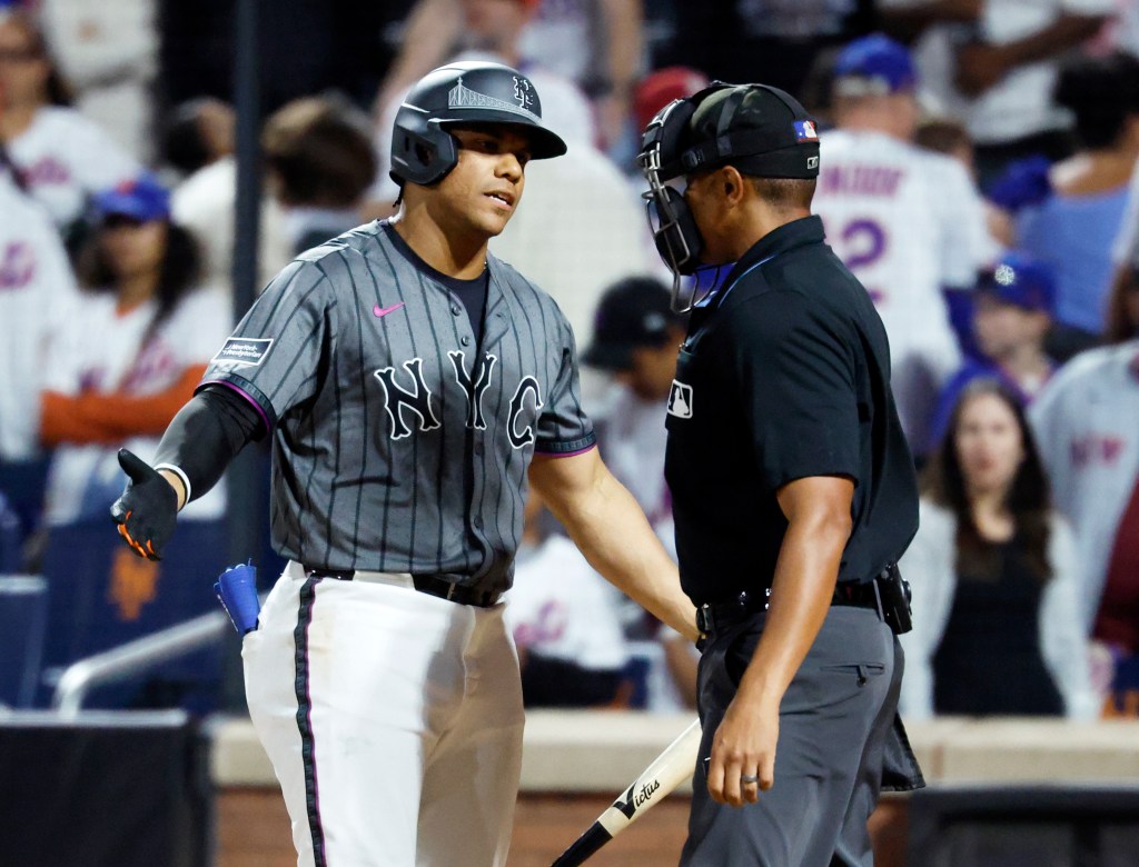 Umpire argues at plate