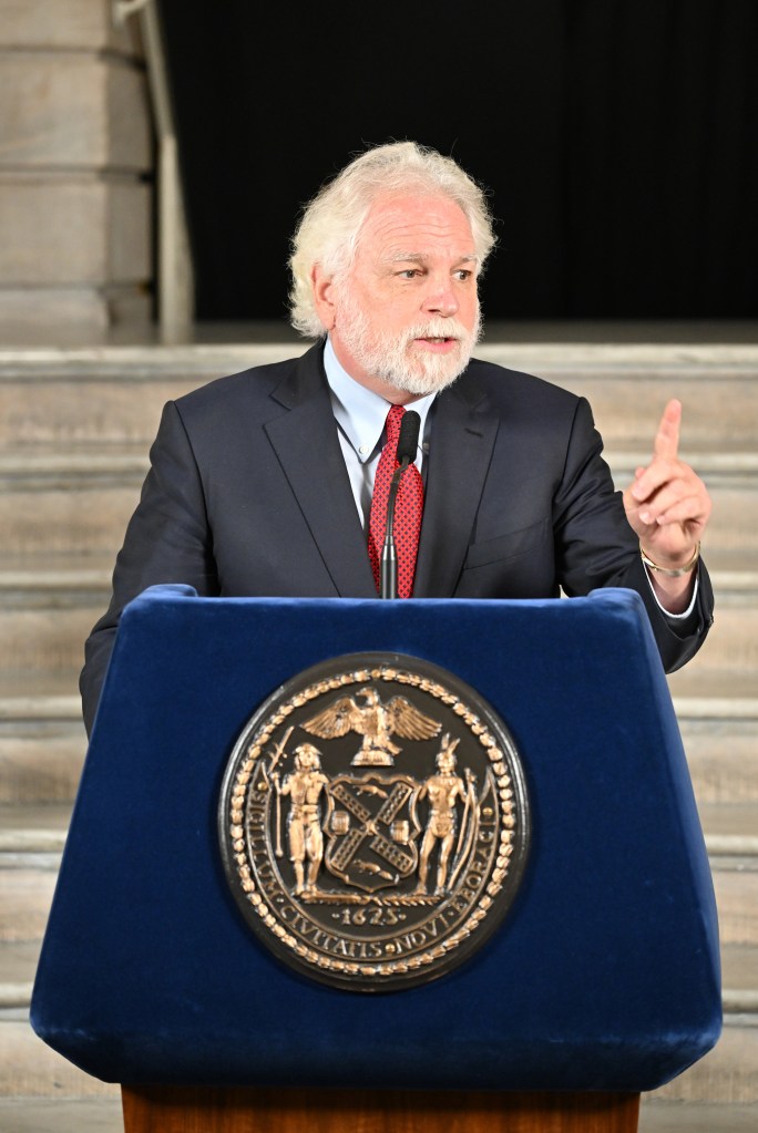 City skyline and council chamber crowd