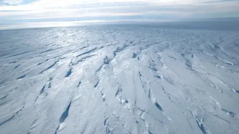 Ice-covered landscape in polar region