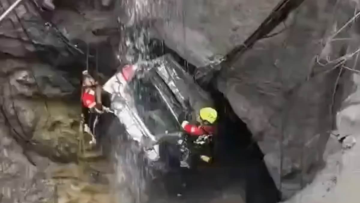 Bangkok sinkhole rescue: two rescuers escape seconds before 160-foot crater collapses during car salvage