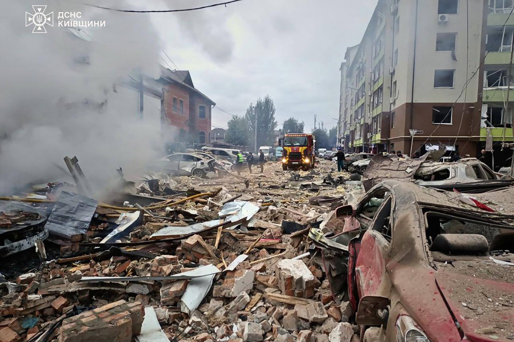 Ukrainian law enforcement officers at the scene
