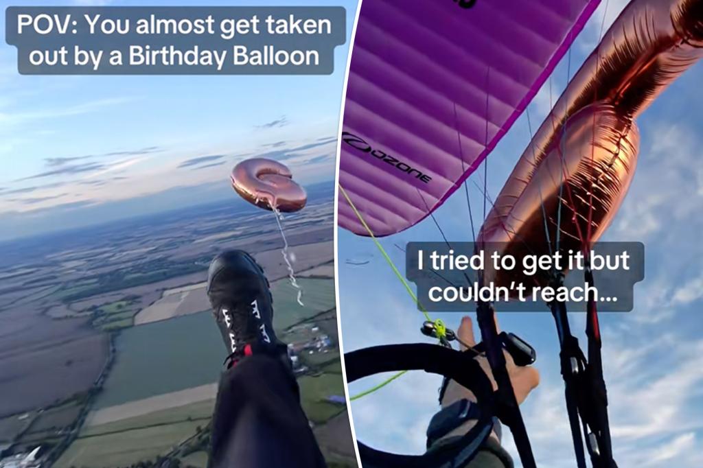 Paraglider nearly brought down after rogue '6' balloon tangles in lines