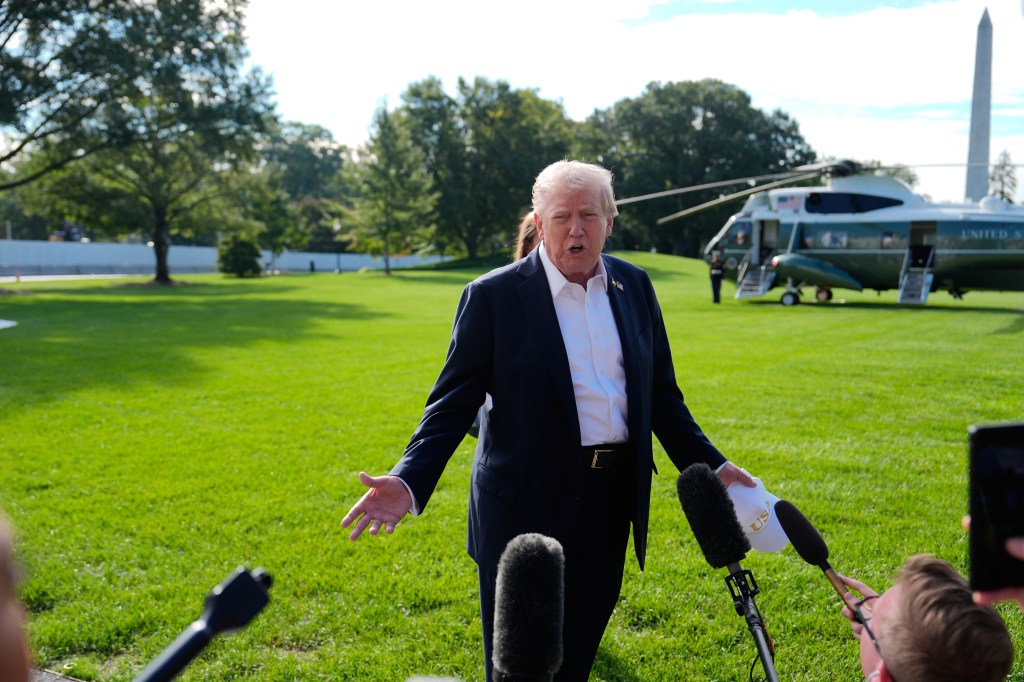 Trump image at a press event