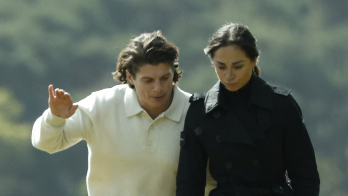 Katya Jones and Lewis Cope enjoy a park stroll as Strictly Come Dancing training pauses