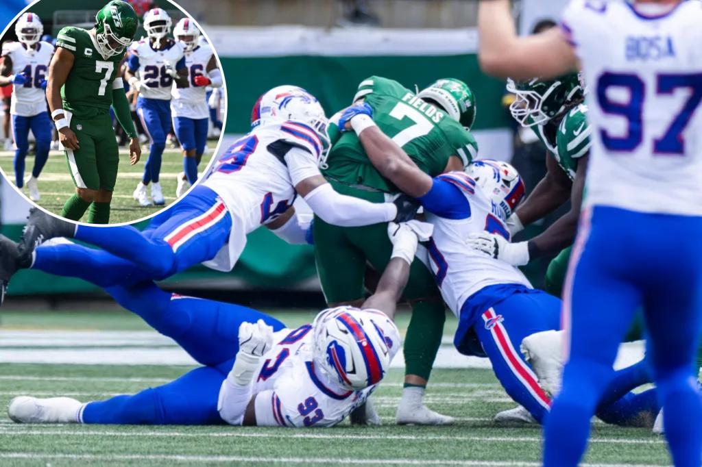 Jets quarterback after being tackled during the game