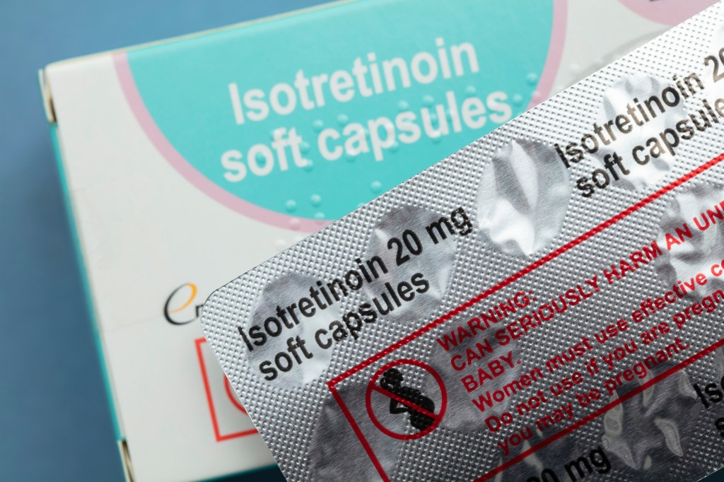 Packages of isotretinoin tablets