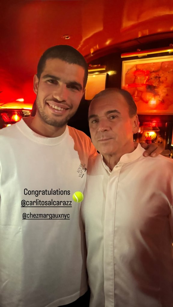 Carlos Alcaraz and chef Jean-Georges Vongerichten at the Raising Cane’s U.S. Open after party