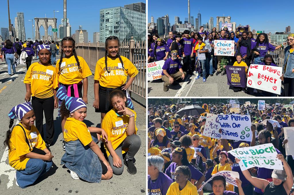 Charter-education march across Brooklyn Bridge pushes to lift NYC cap