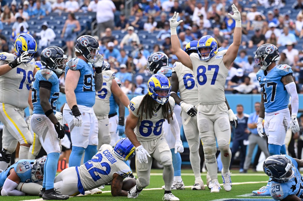 Rams player celebrates during the game