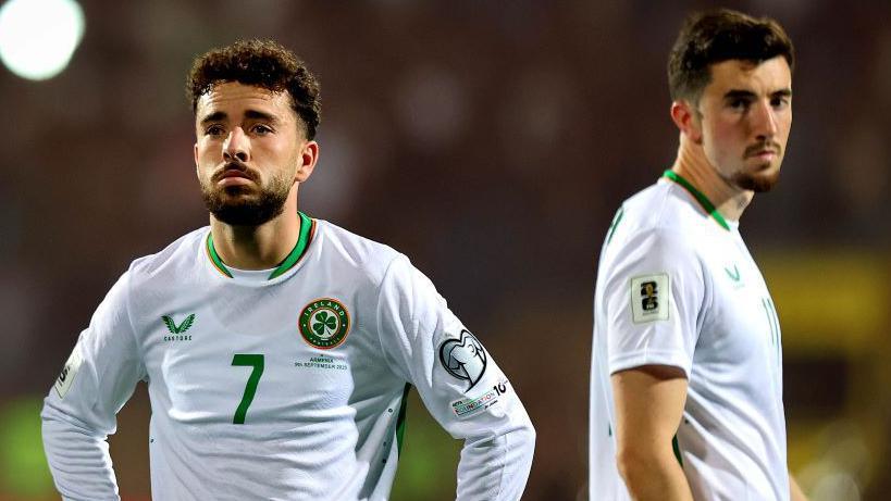 Ireland players dejected after the match