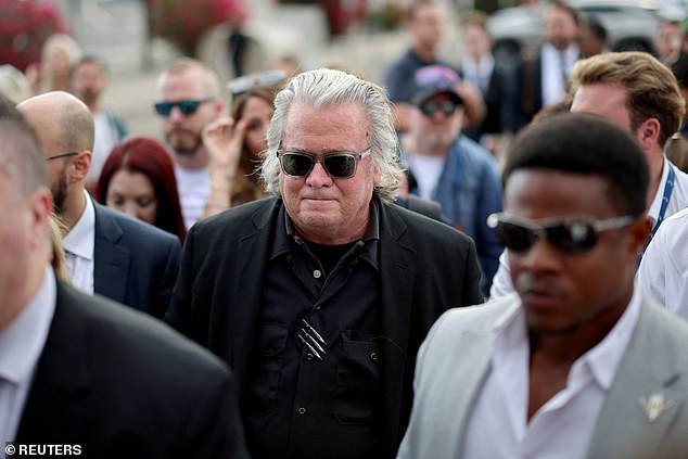 Steve Bannon arrives for Charlie Kirk memorial service