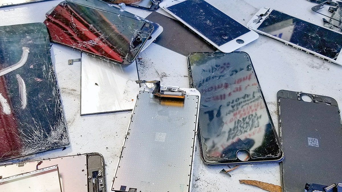 broken cell phones and electronic components