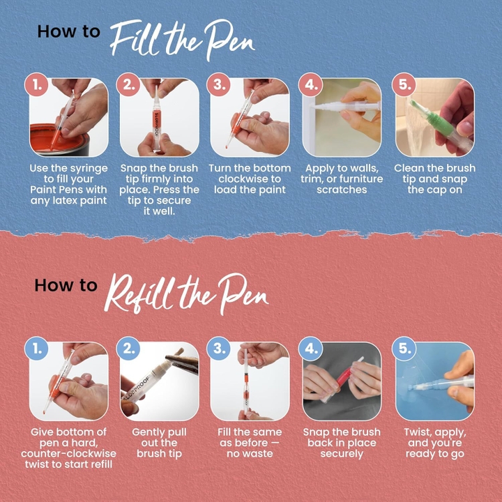 Close-up of pen tip and filling mechanism