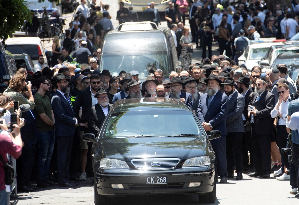 Funeral scene for Rabbi Eli Schlanger