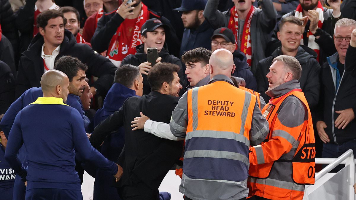 Simeone sent off after confronting Liverpool fans as van Dijk's late winner seals Liverpool's win
