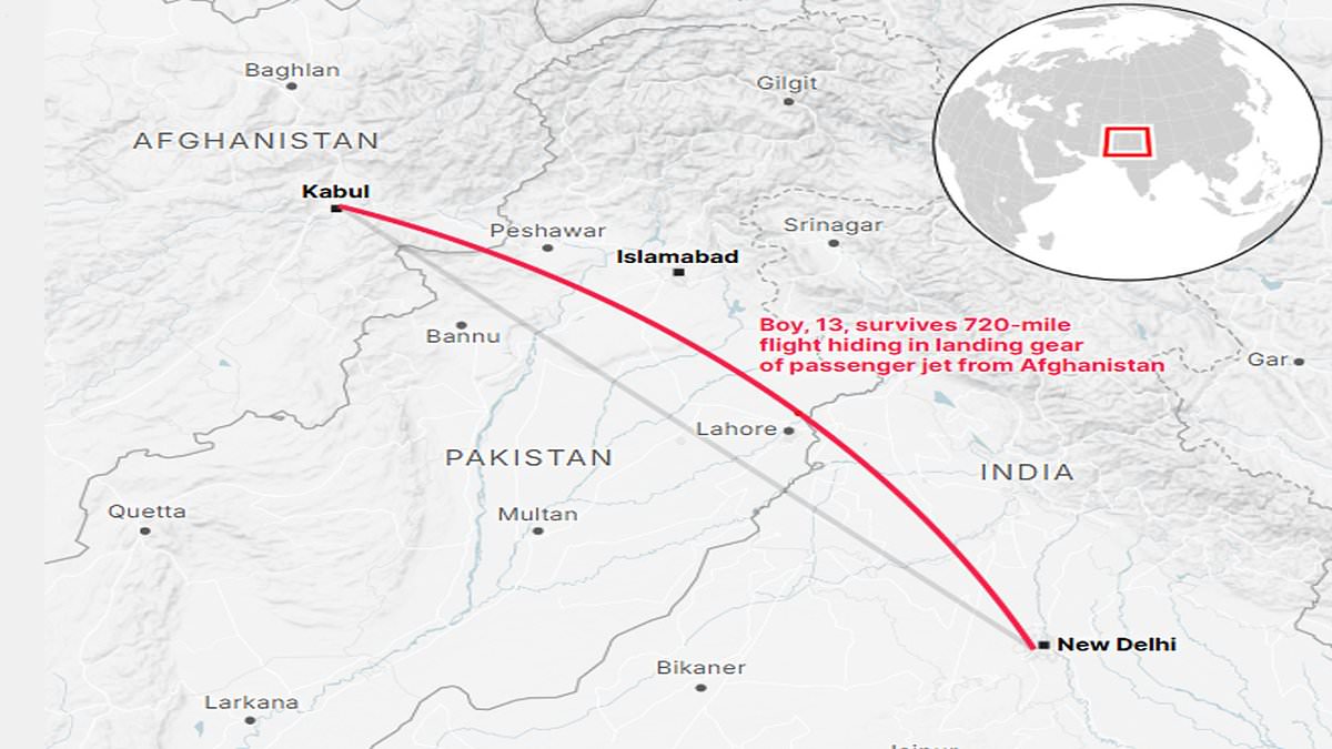 Afghan boy, 13, survives 720-mile flight hidden in plane’s landing gear