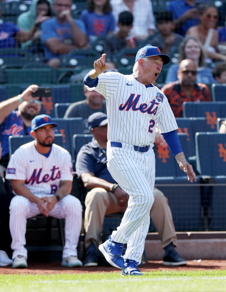 Bobby Valentine reacts during the Alumni Classic