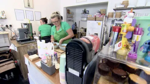 Interior seating at The Caff