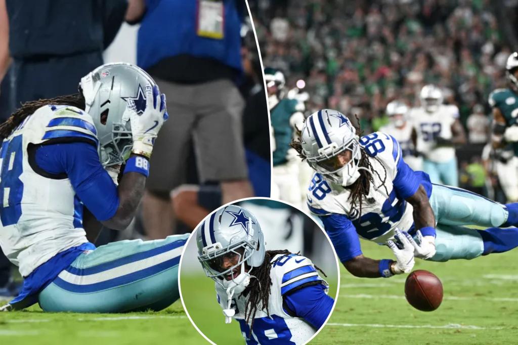 Collage of CeeDee Lamb during the Week 1 game