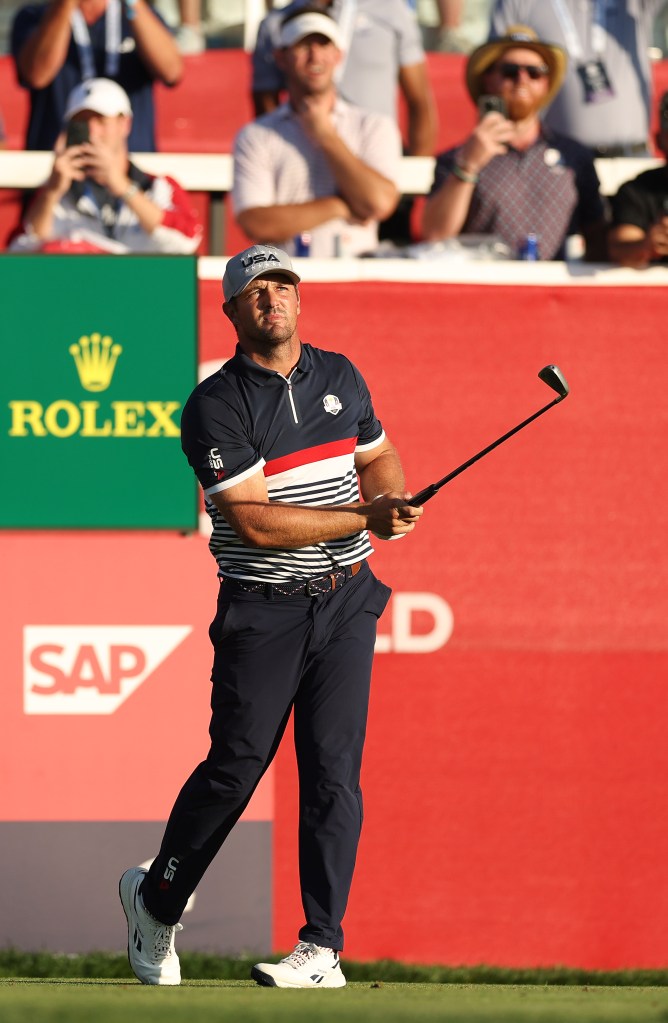 Ludvig Aberg reacts during four-ball