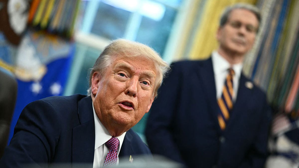 Bessent with Trump in discussion