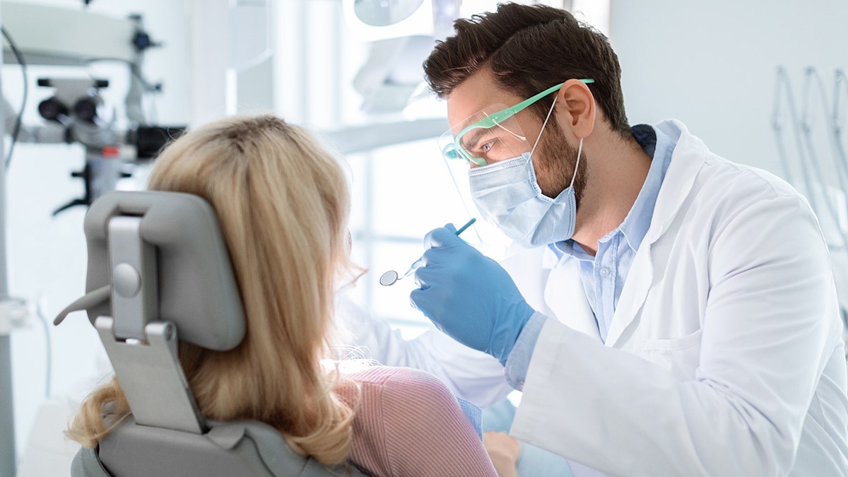 Woman at a dental exam