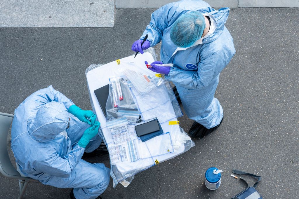 Forensics work at the Wembley crime scene