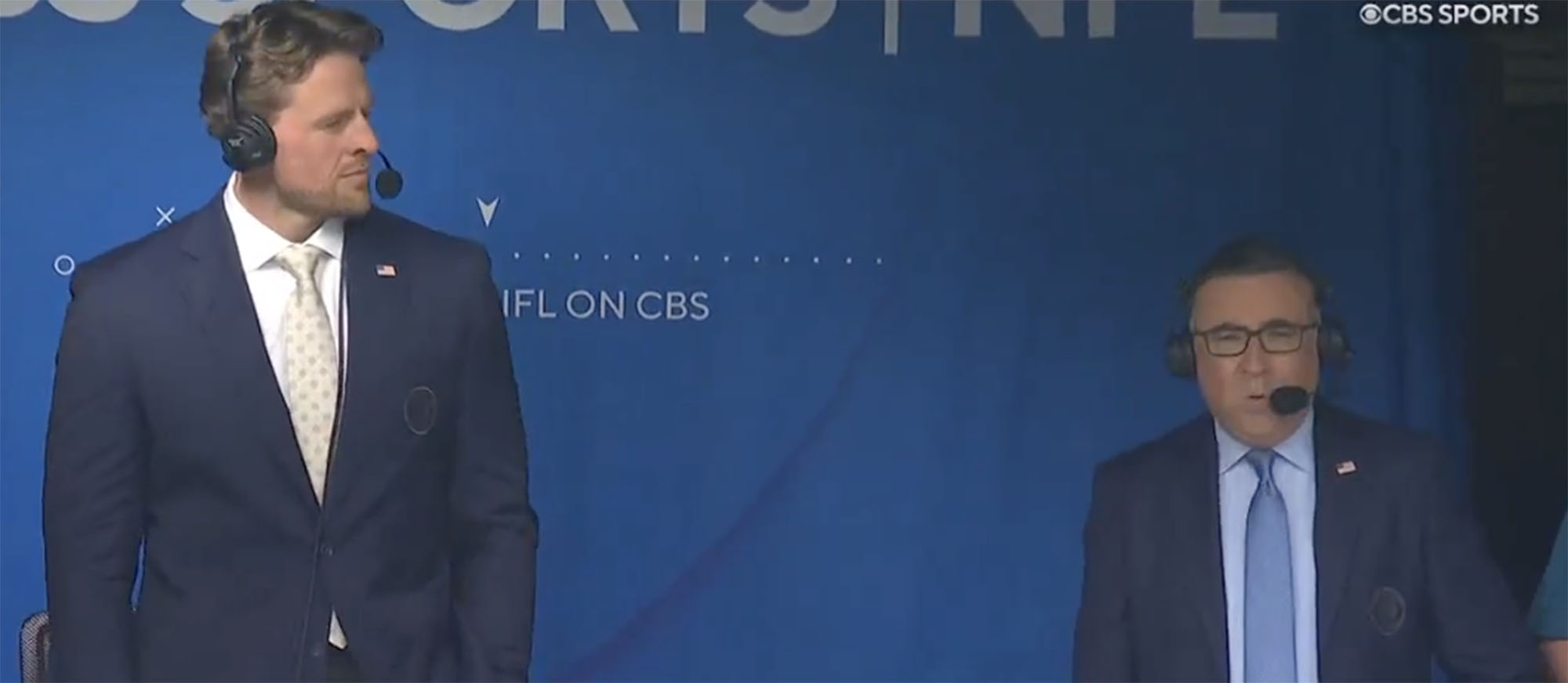 J.J. Watt during his first CBS booth appearance