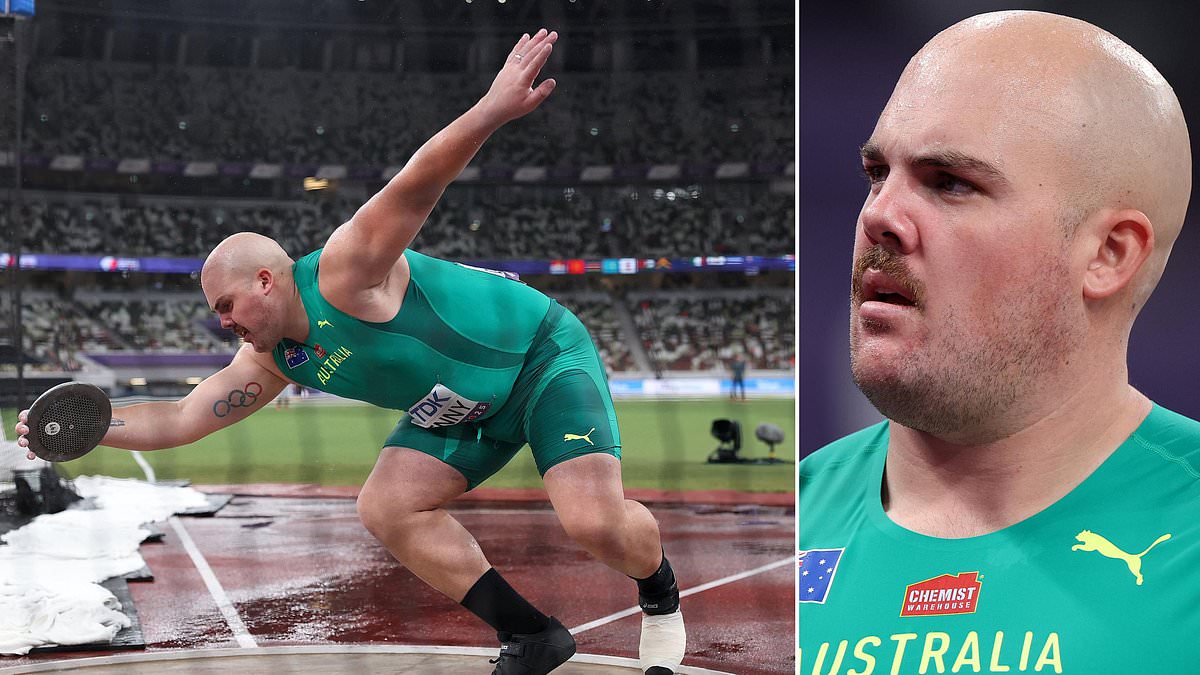 Denny slips on wet discus circle as finals at World Athletics Championships in Tokyo are disrupted