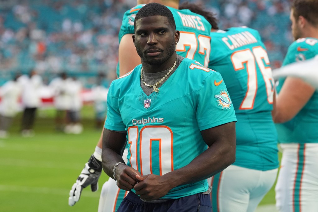 Sidelines during a Dolphins preseason game