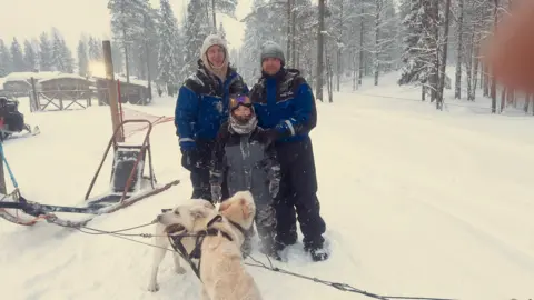 Rich Stephenson-Evans with his family on Lapland trip