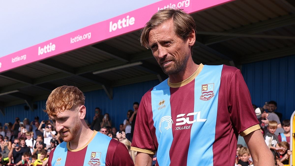 Peter Crouch turns out as Farnham Town mascot after finishing bottom of fantasy league