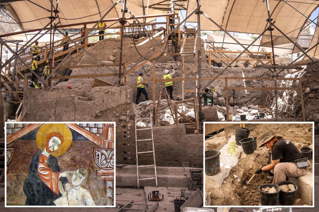 Archaeologists at the excavation site
