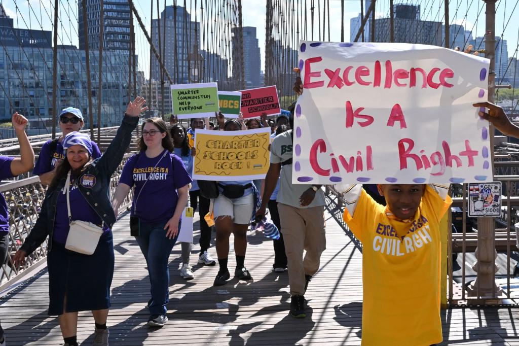 Charter march across Brooklyn Bridge highlights NYC battle over cap and access