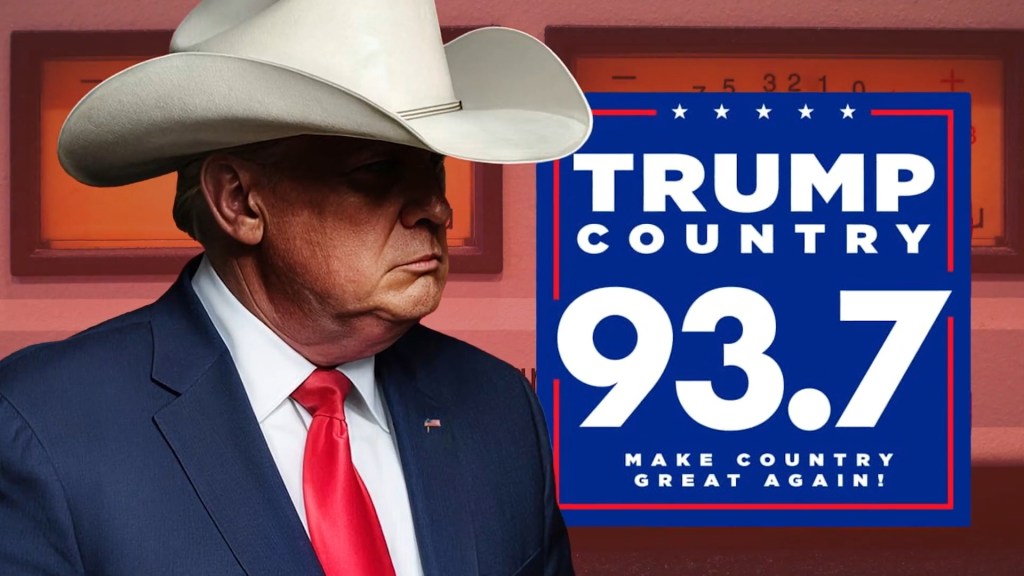 Promotional truck with 93.7 FM branding