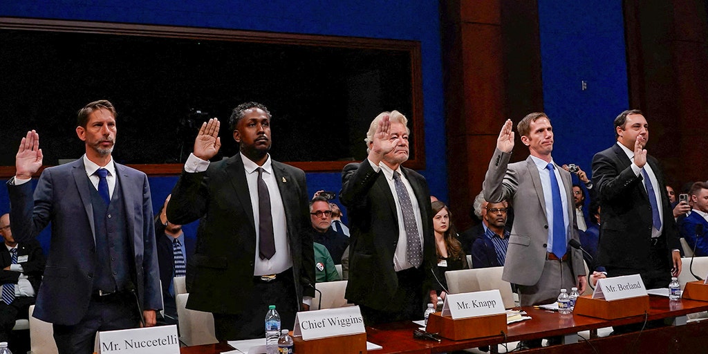 UAP witnesses sworn in at the Capitol Visitor Center before the hearing