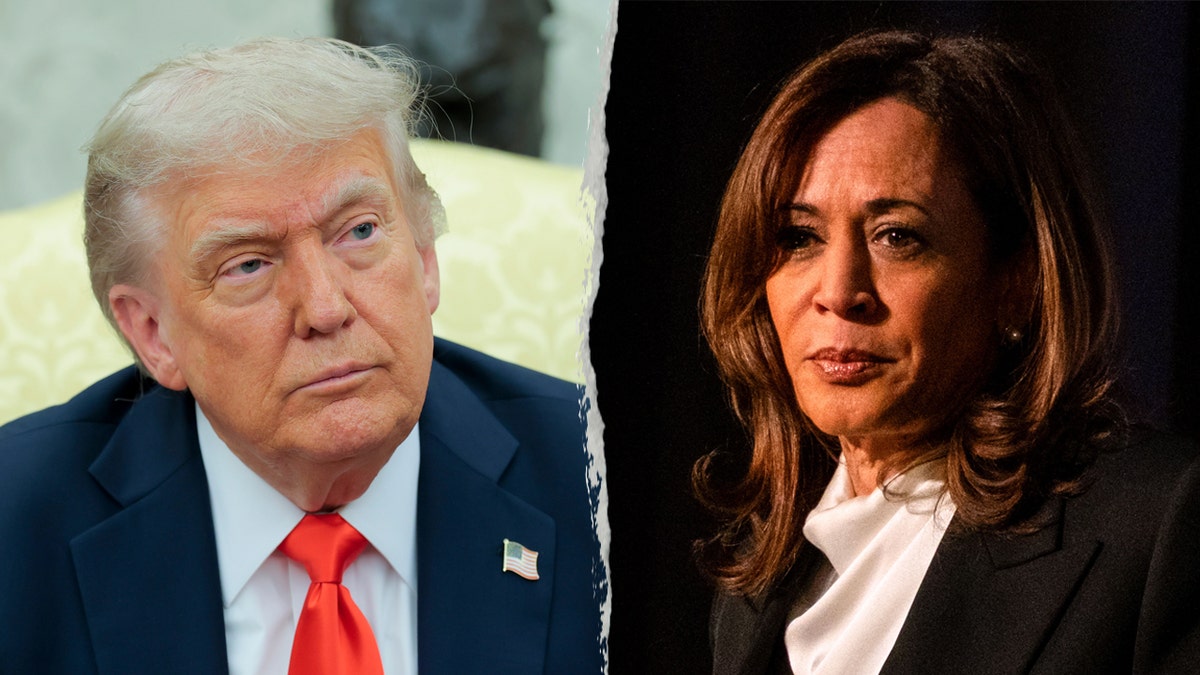 Trump and Harris at a White House event