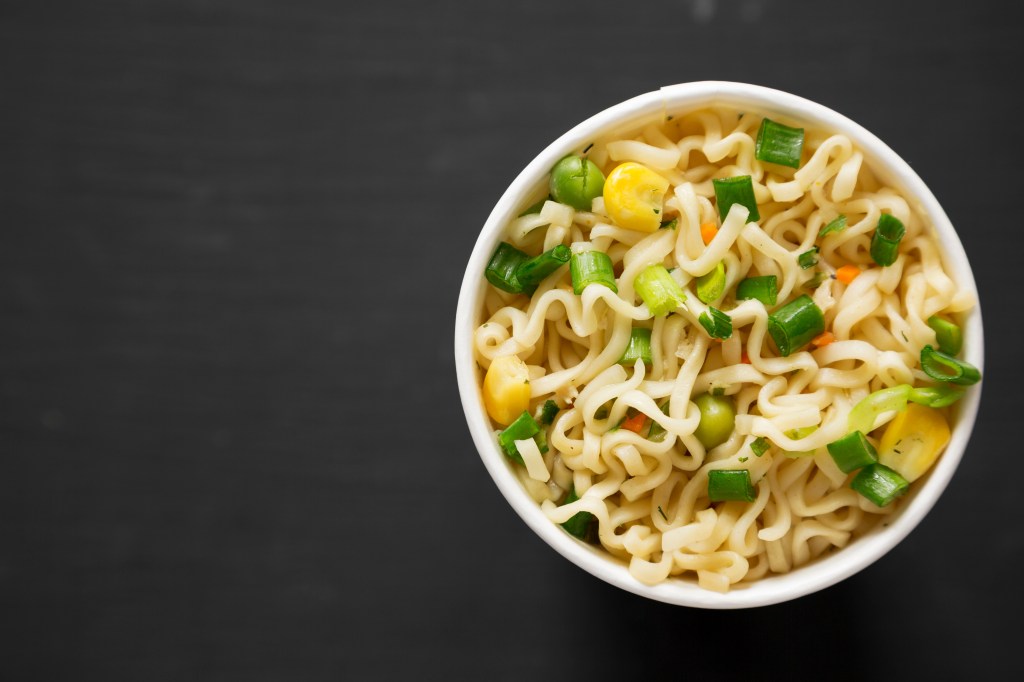 Top view of instant noodles
