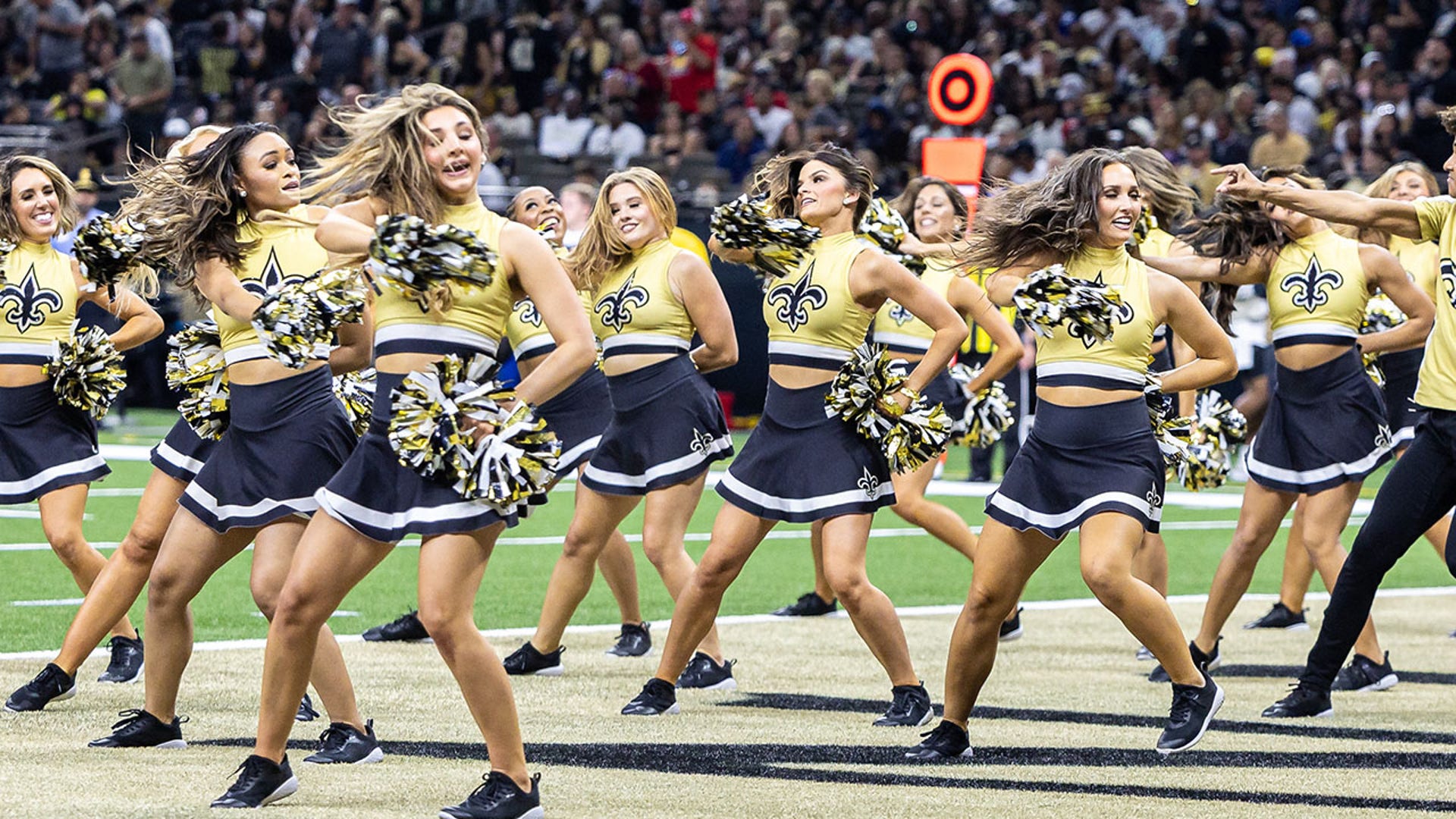 New Orleans Saints cheerleaders perform at Caesars Superdome during Sept. 7 game