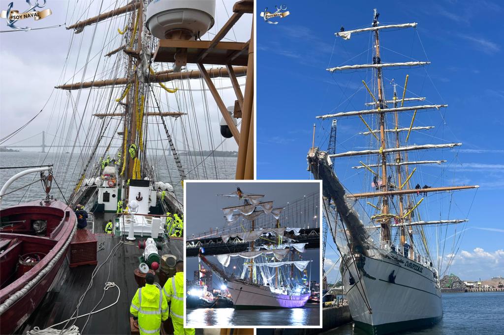 Mexican Navy Tall Ship Cuauhtémoc Leaves Staten Island for Sea Trial After Brooklyn Bridge Crash
