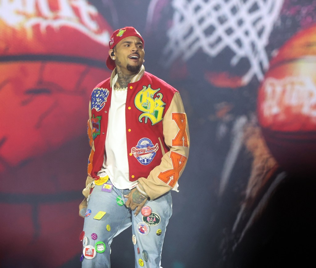 Chris Brown performing on stage