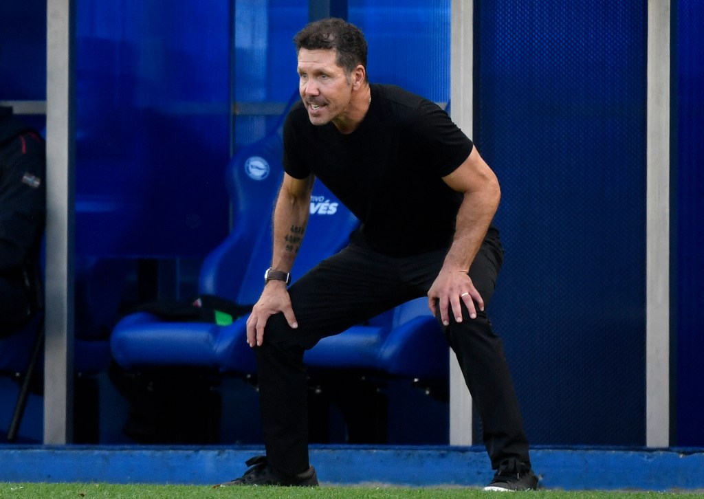 Atlético Madrid coach Diego Simeone on the touchline